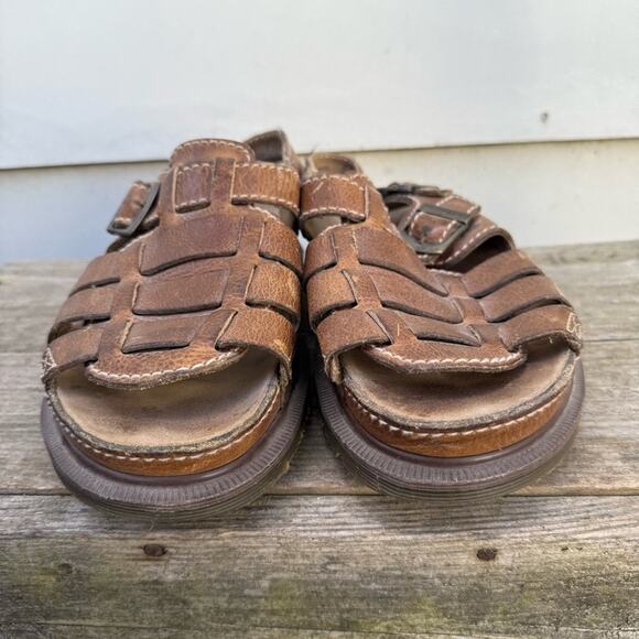 Y2K Dr Martens Doc Chunky Fisherman Brown Leather Sandals Slingback UK10 England main image 5